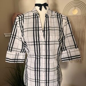 New York & Company Black and White Plaid Shirt